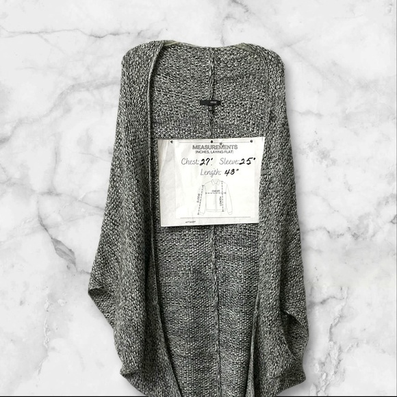 OBOE Sweater Cocoon Open Front SZ M/L Black White Gray Chunky Oversize Boho Knit - Picture 7 of 9